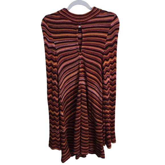 Free People Ziggy Chevron Bell Sleeve Sweater Dress Autumnal Retro Size M - Picture 3 of 12